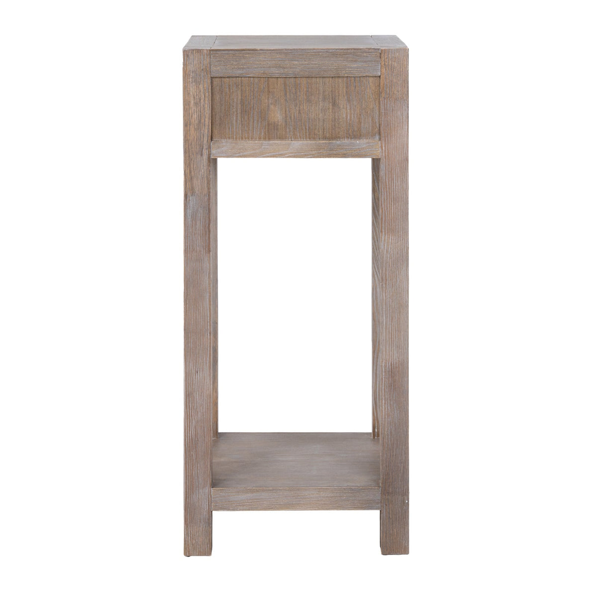 Whitewashed Side Table 35cm — 1 Drawer Living Room Side Table, Lamp Table, Wood, 70cm Tall