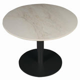 White Round Coffee Table — Living Room Coffee Table, Stone Top, Metal