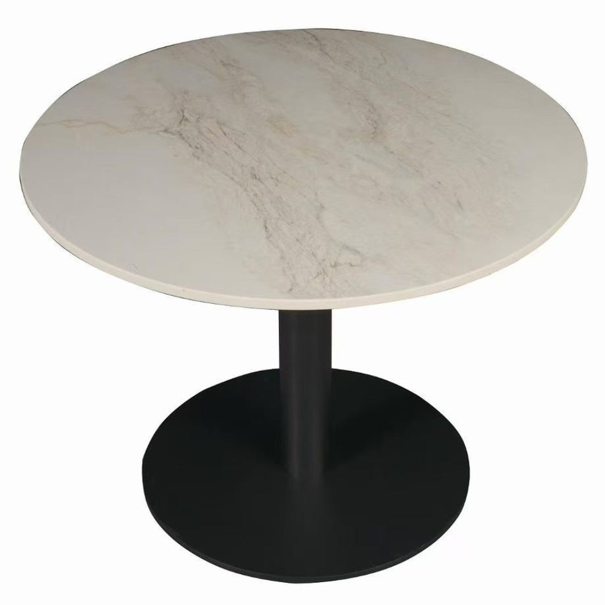 White Round Coffee Table — Living Room Coffee Table, Stone Top, Metal