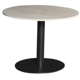 White Round Coffee Table — Living Room Coffee Table, Stone Top, Metal