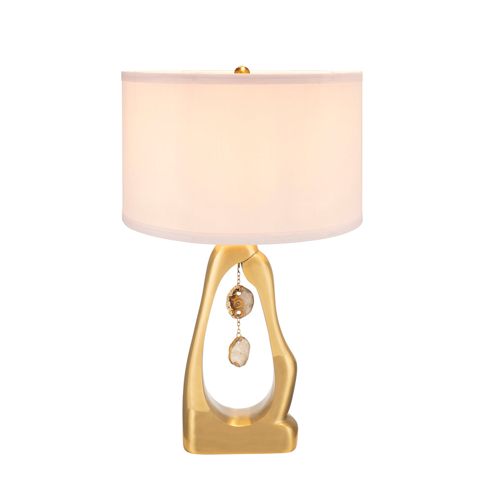 D16x27.5" Gold Geode Shaped Table Lamp with White Drum