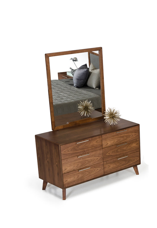 Noyer 40" Walnut Inlaid Framed Dresser Mirror