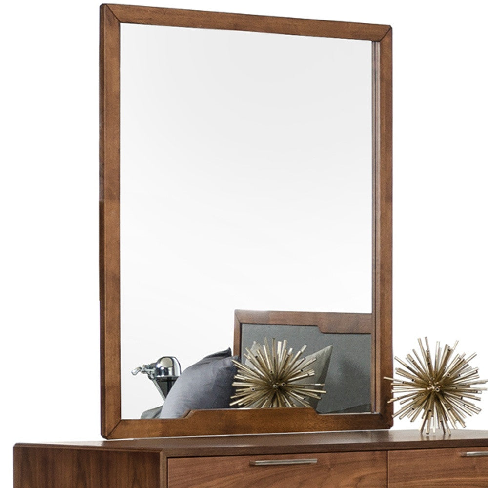 Noyer 40" Walnut Inlaid Framed Dresser Mirror