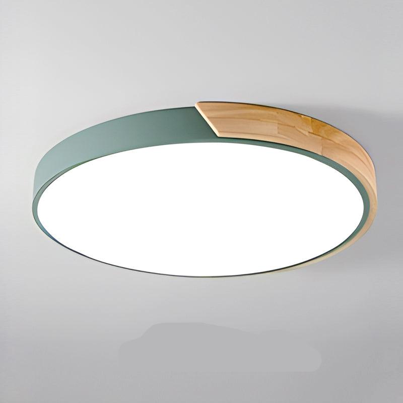 Nordic Wooden Macaron Circular Flush Mount