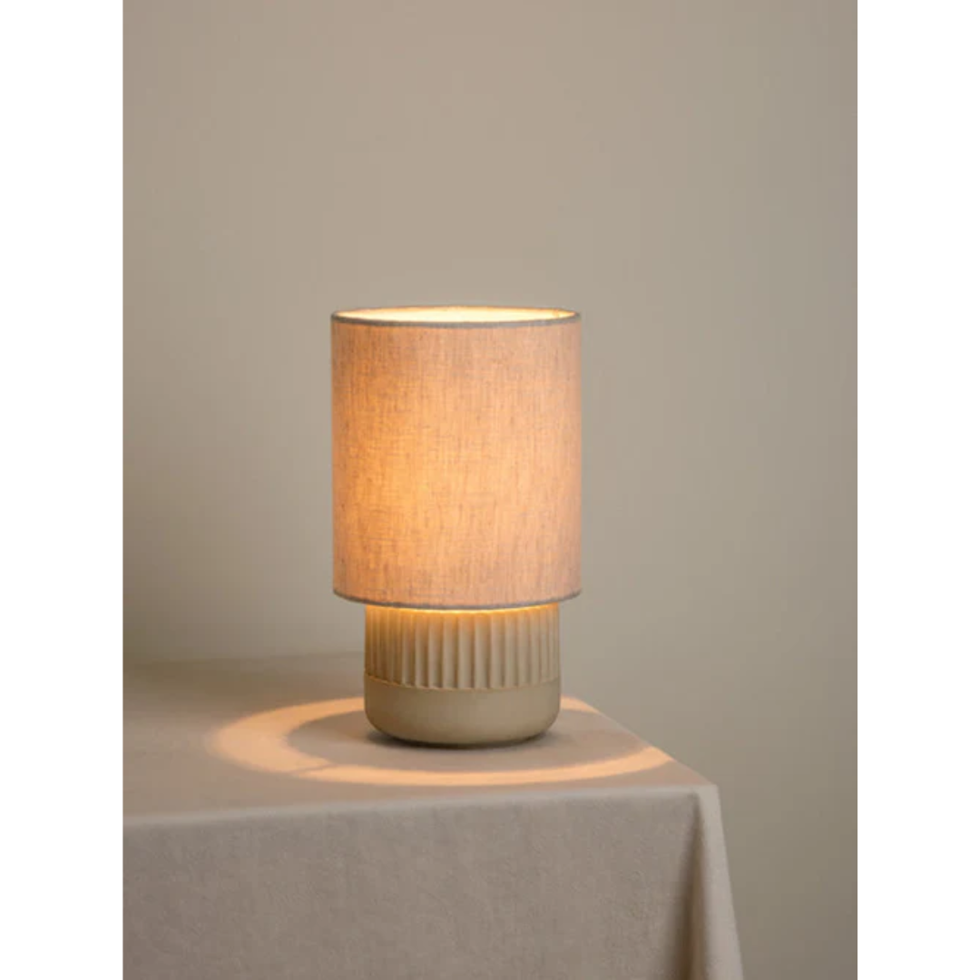 Enza - Warm White Table Lamp with Ribbed Concrete