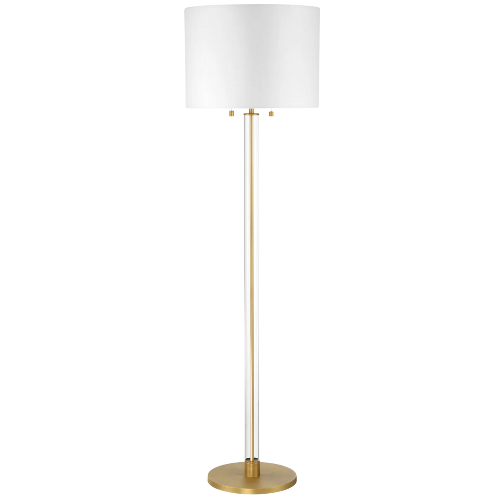 Laurel Floor Lamp with Glass Cylinder, Polished Nickel