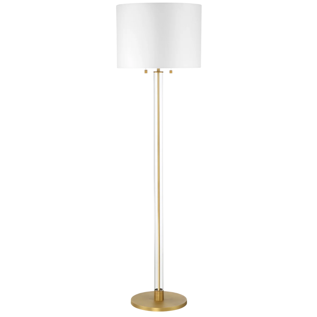 Laurel Floor Lamp with Glass Cylinder, Polished Nickel