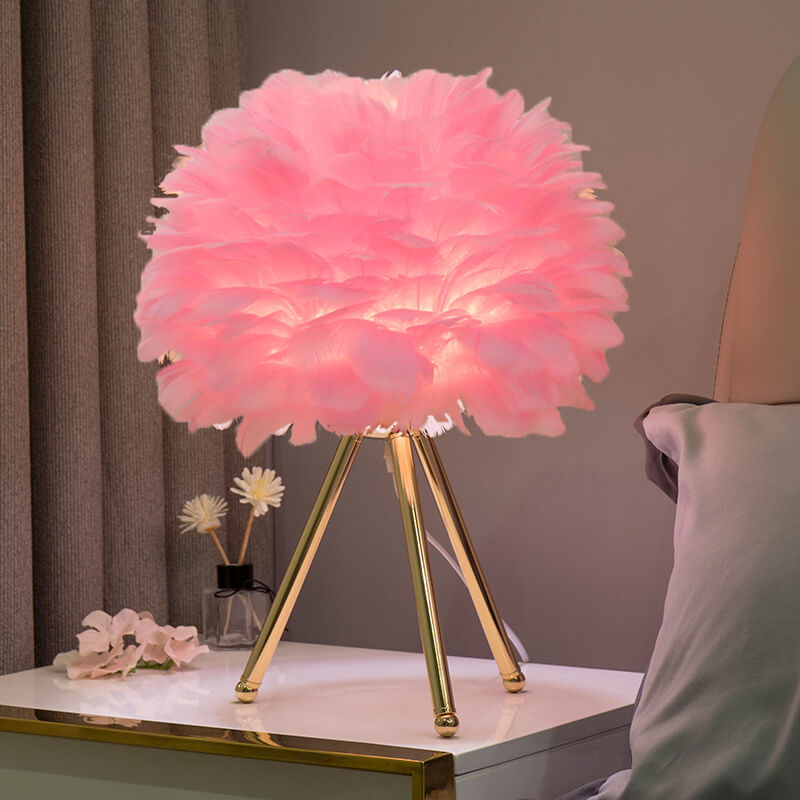 Feather Table Lamp for Bedroom
