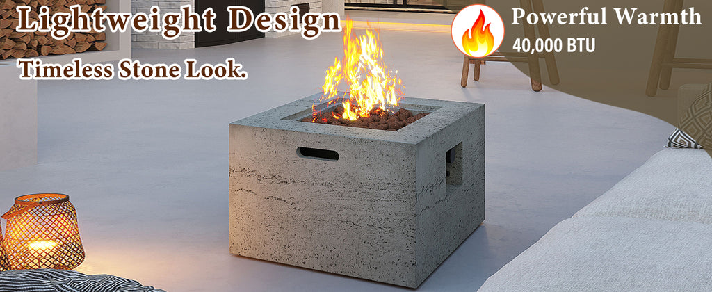 U_Style MGO Outdoor Square Fire Pit with Steel Burner