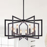 27" Modern Black Geometric 8-Light Chandelier