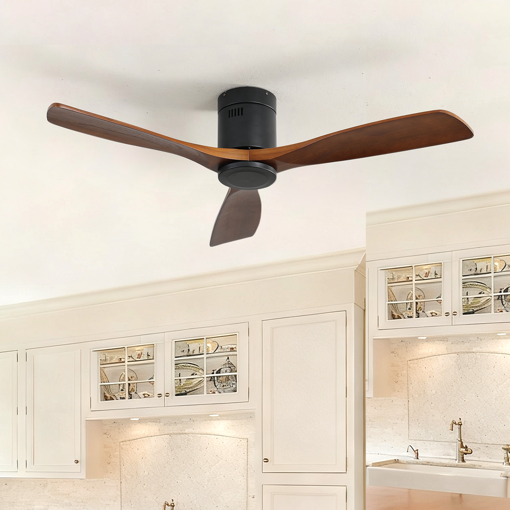 52 Inch Low Profile Ceiling Fan DC 3 Wood Fan Blade