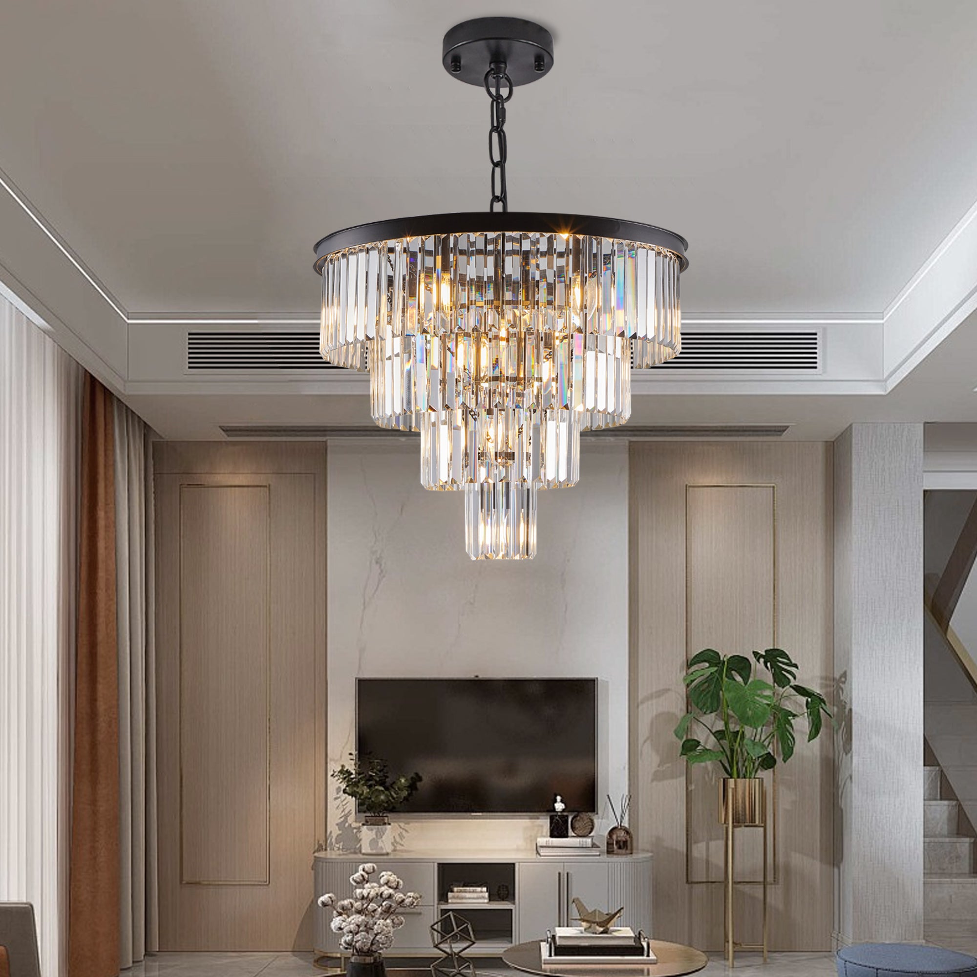 24" Contemporary Crystal Modern Chandeliers Crystal