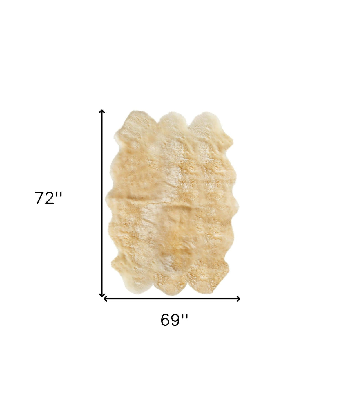 Toison 6' × 6' Shag Sheepskin Rug — Gold