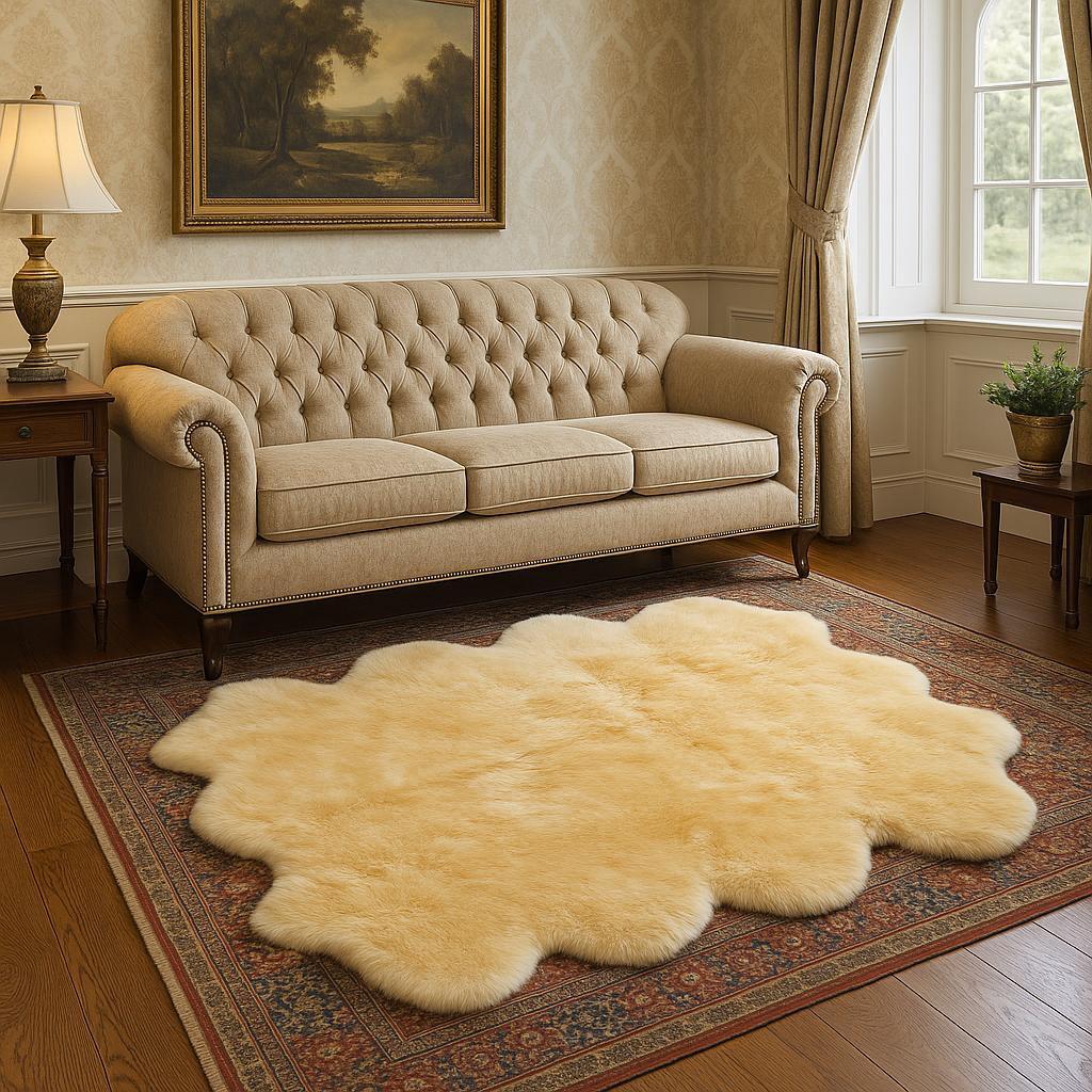 Toison 6' × 6' Shag Sheepskin Rug — Gold