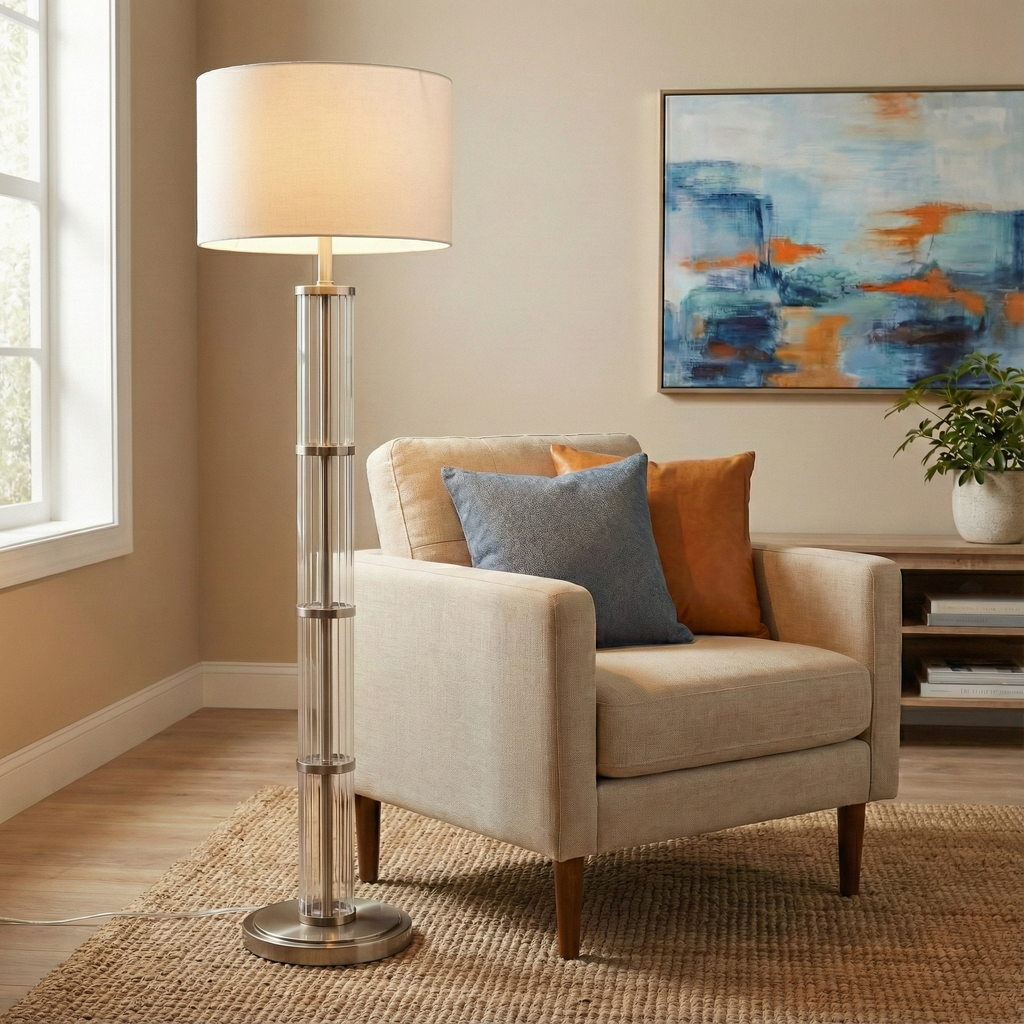 Nimbus Brushed Nickel Floor Lamp with 3-Way Rotary Switch