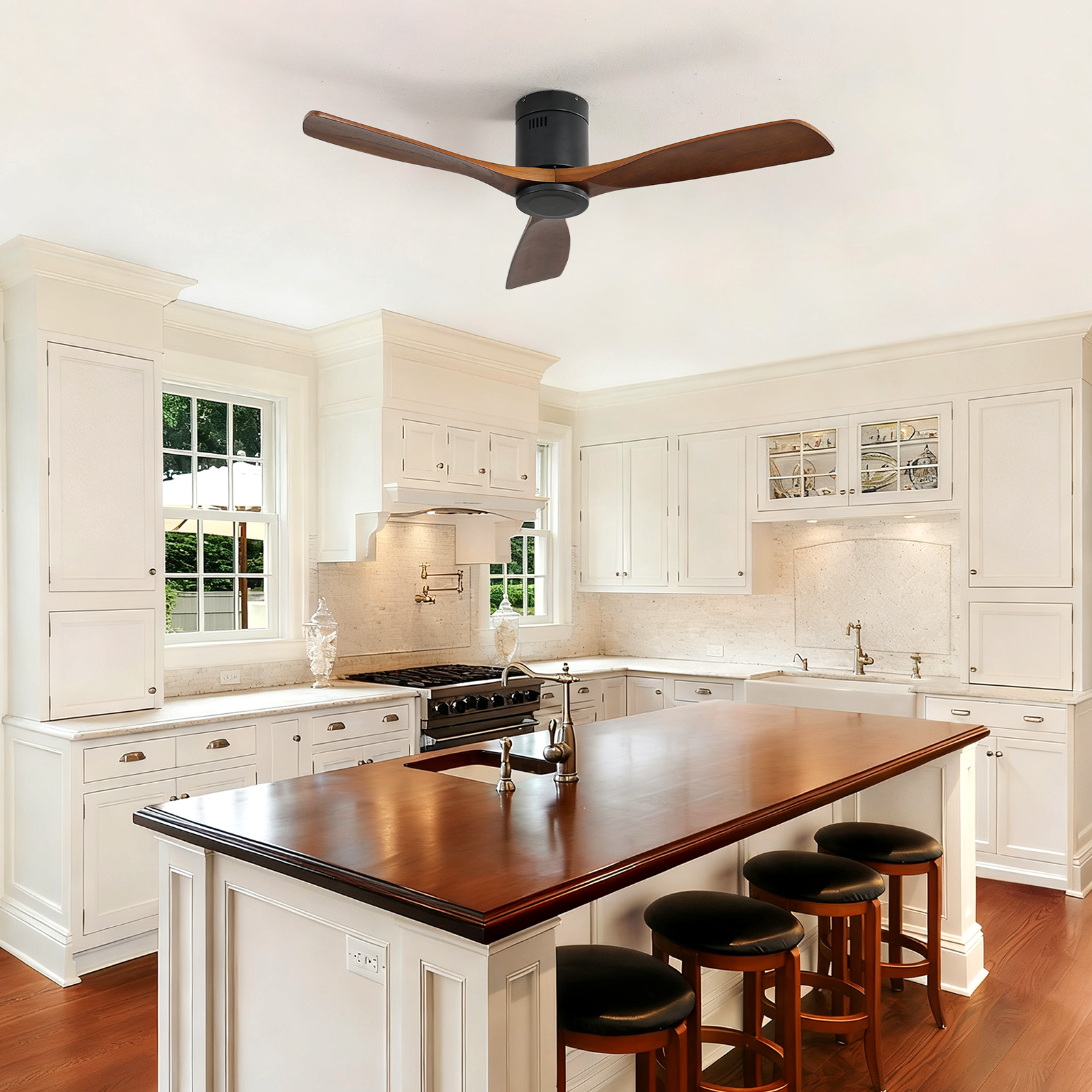 52 Inch Low Profile Ceiling Fan DC 3 Wood Fan Blade