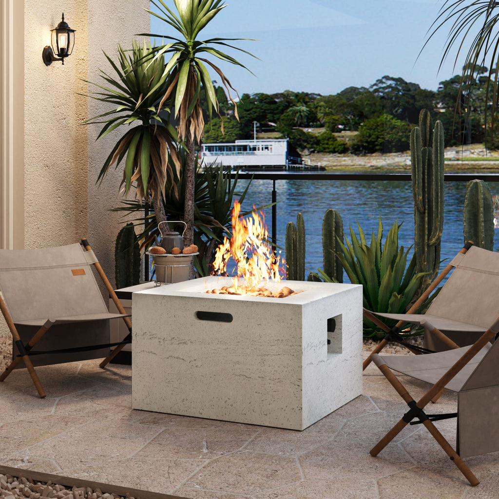 U_Style MGO Outdoor Square Fire Pit with Steel Burner