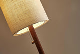 65" Brown Solid Wood Floor Lamp with Beige Linen Drum Shade