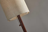 65" Brown Solid Wood Floor Lamp with Beige Linen Drum Shade