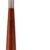 Brown and White Solid Wood Floor Lamp with White Fabric Drum Shade