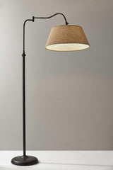 61" Bronze Arched Floor Lamp with Brown Fabric Empire Shade