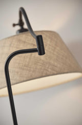 61" Bronze Arched Floor Lamp with Brown Fabric Empire Shade
