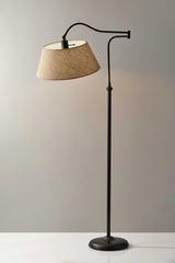 61" Bronze Arched Floor Lamp with Brown Fabric Empire Shade