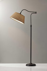 61" Bronze Arched Floor Lamp with Brown Fabric Empire Shade