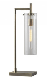 24" Brass Novelty with Clear Cylinder Shade