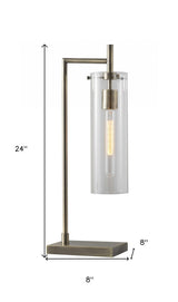 24" Brass Novelty with Clear Cylinder Shade