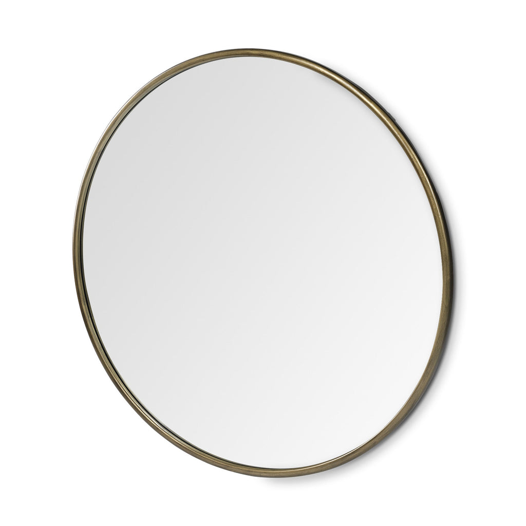 Rondel 47" Gold Round Metal Framed Mirror