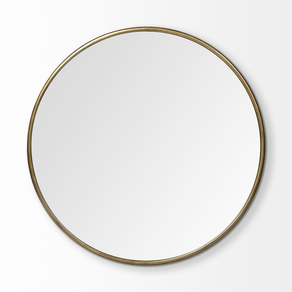 Rondel 47" Gold Round Metal Framed Mirror