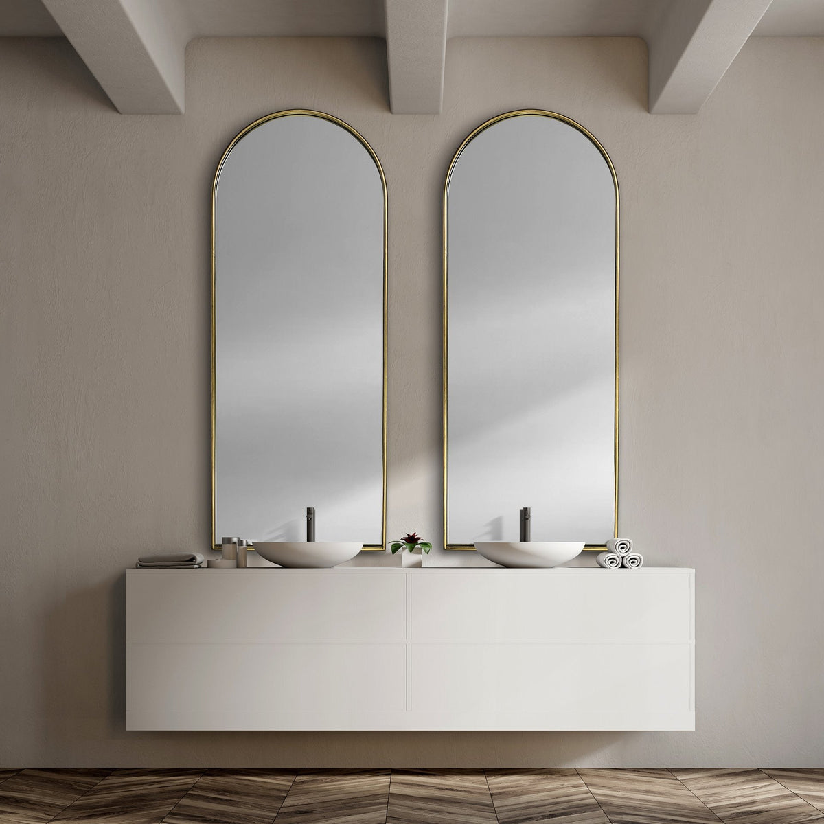 Arche 70" Gold Arch Metal Framed Mirror