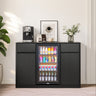 Fluted Bar Cabinet with Fridge Space & Charging Hub, 53", Walnut