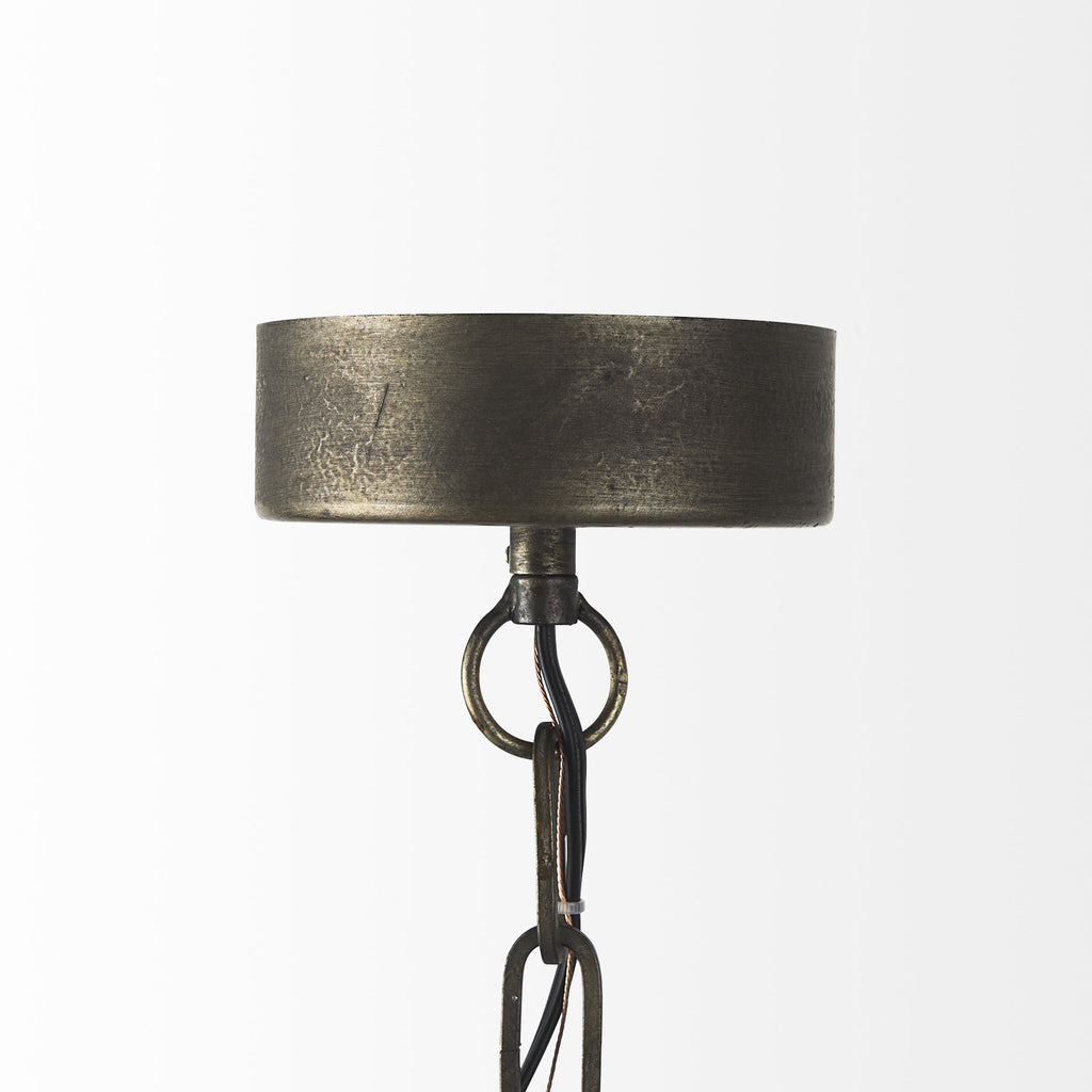Antiqued Black Metal Hanging Industrial Caged Pendant Light