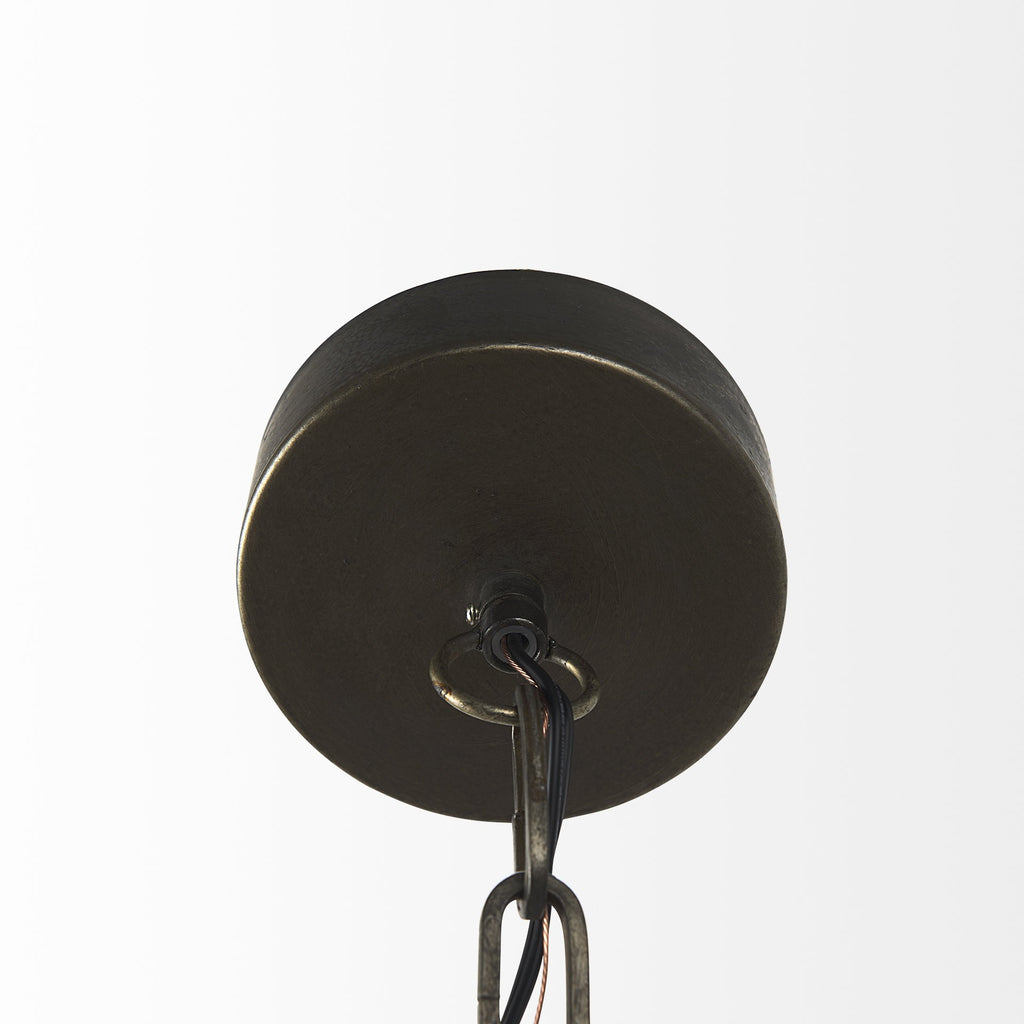 Antiqued Black Metal Hanging Industrial Caged Pendant Light