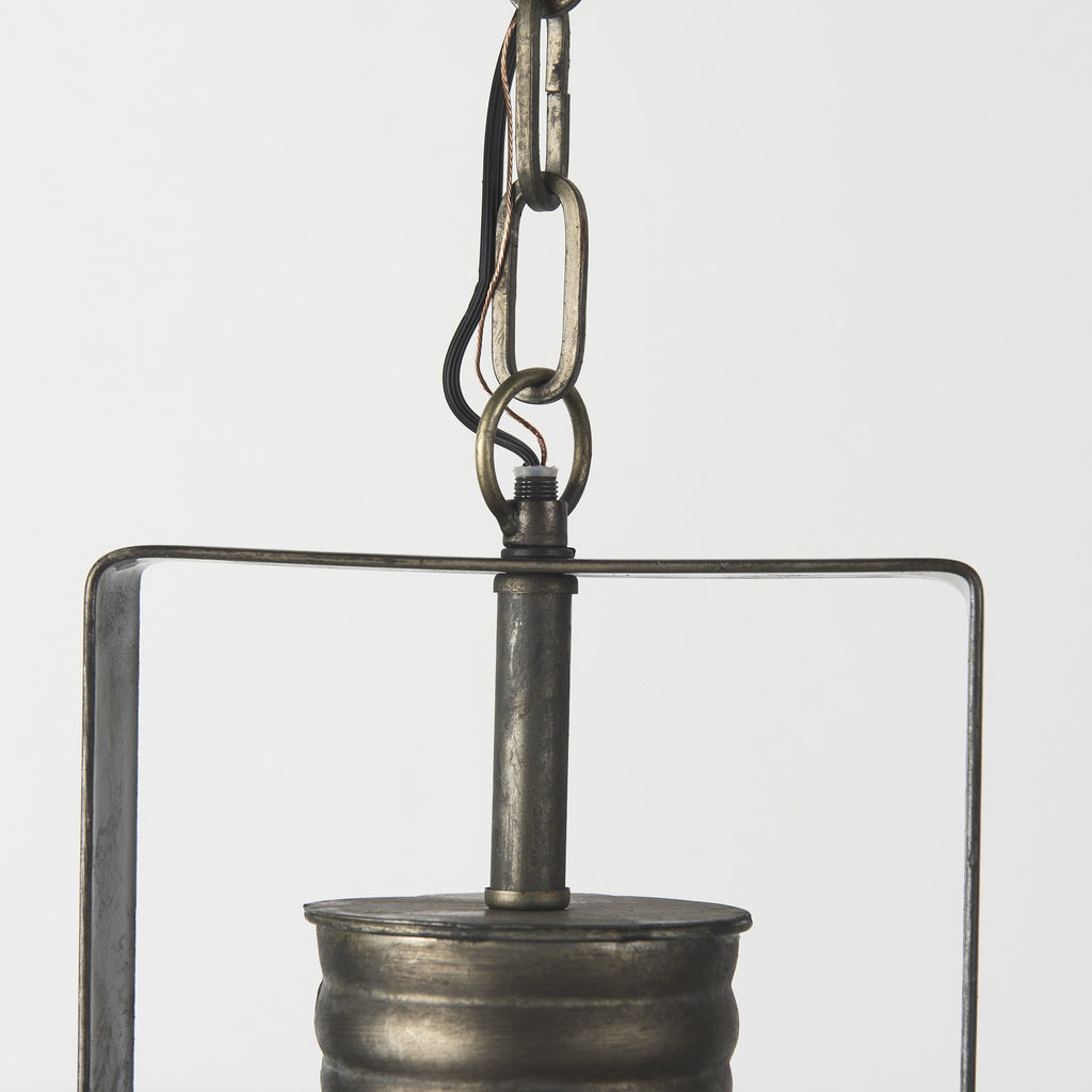 Antiqued Black Metal Hanging Industrial Caged Pendant Light