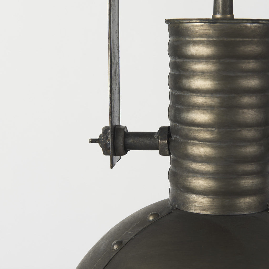 Antiqued Black Metal Hanging Industrial Caged Pendant Light
