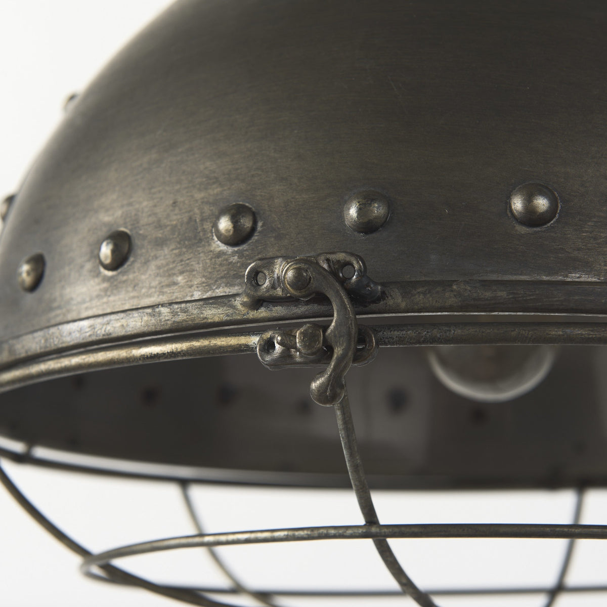 Antiqued Black Metal Hanging Industrial Caged Pendant Light