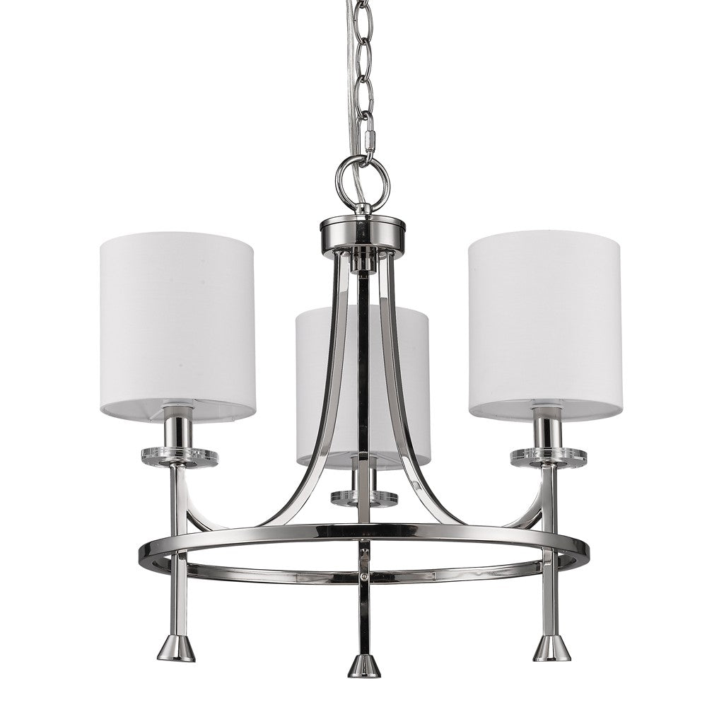 Clairval 3-Light Silver Chandelier, White Shades
