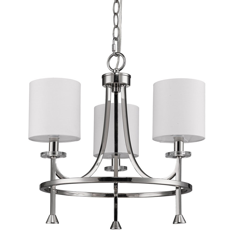 Clairval 3-Light Silver Chandelier, White Shades
