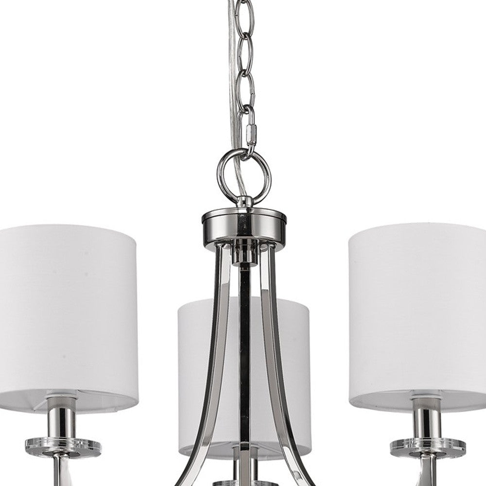 Clairval 3-Light Silver Chandelier, White Shades