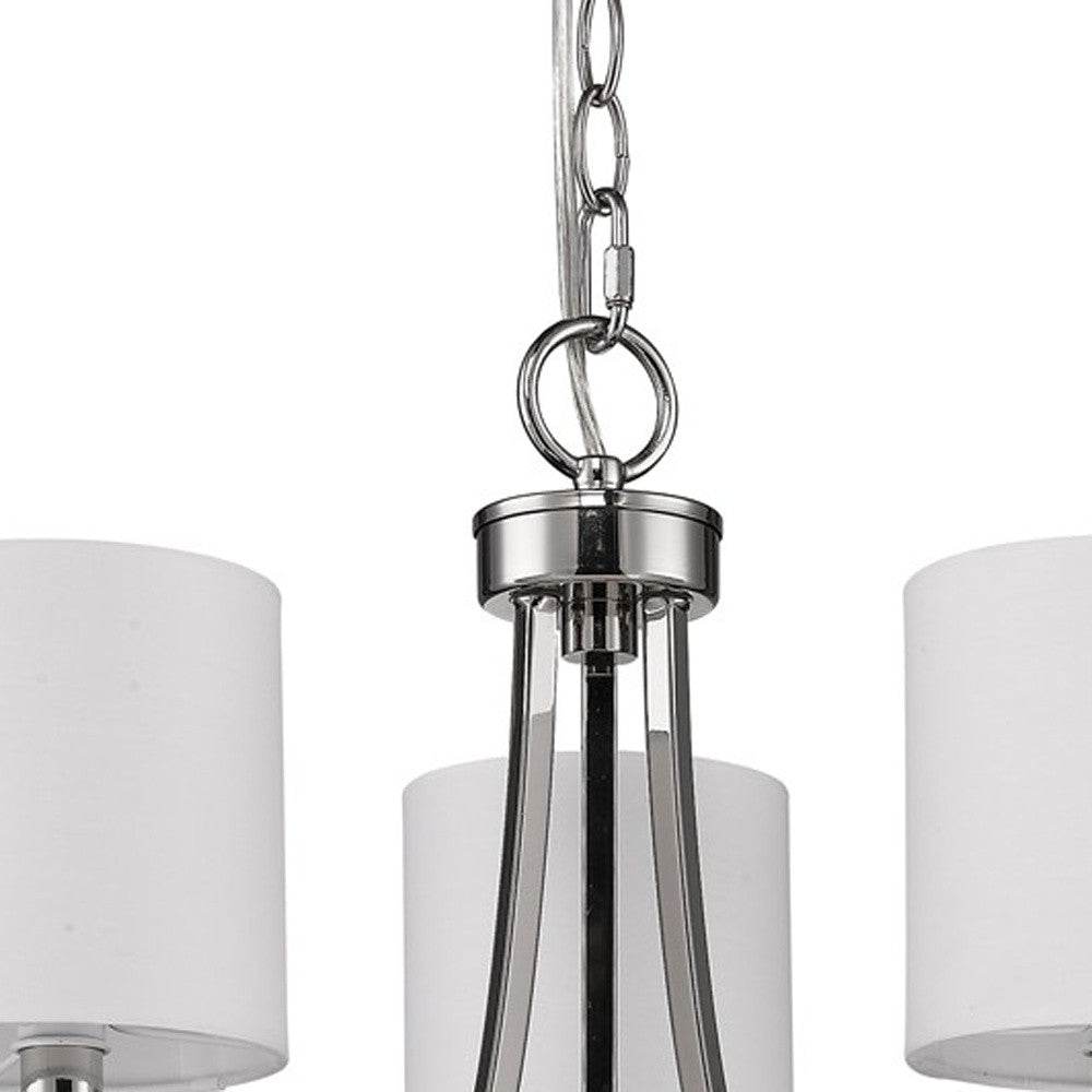 Clairval 3-Light Silver Chandelier, White Shades