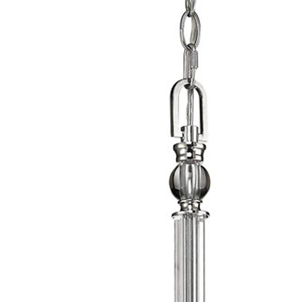 Cristale 5-Light Silver & Crystal Chandelier, White Shades