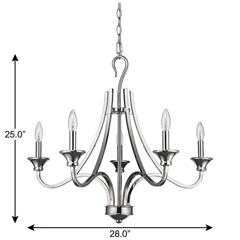 Aubry 5-Light Nickel Candle Chandelier