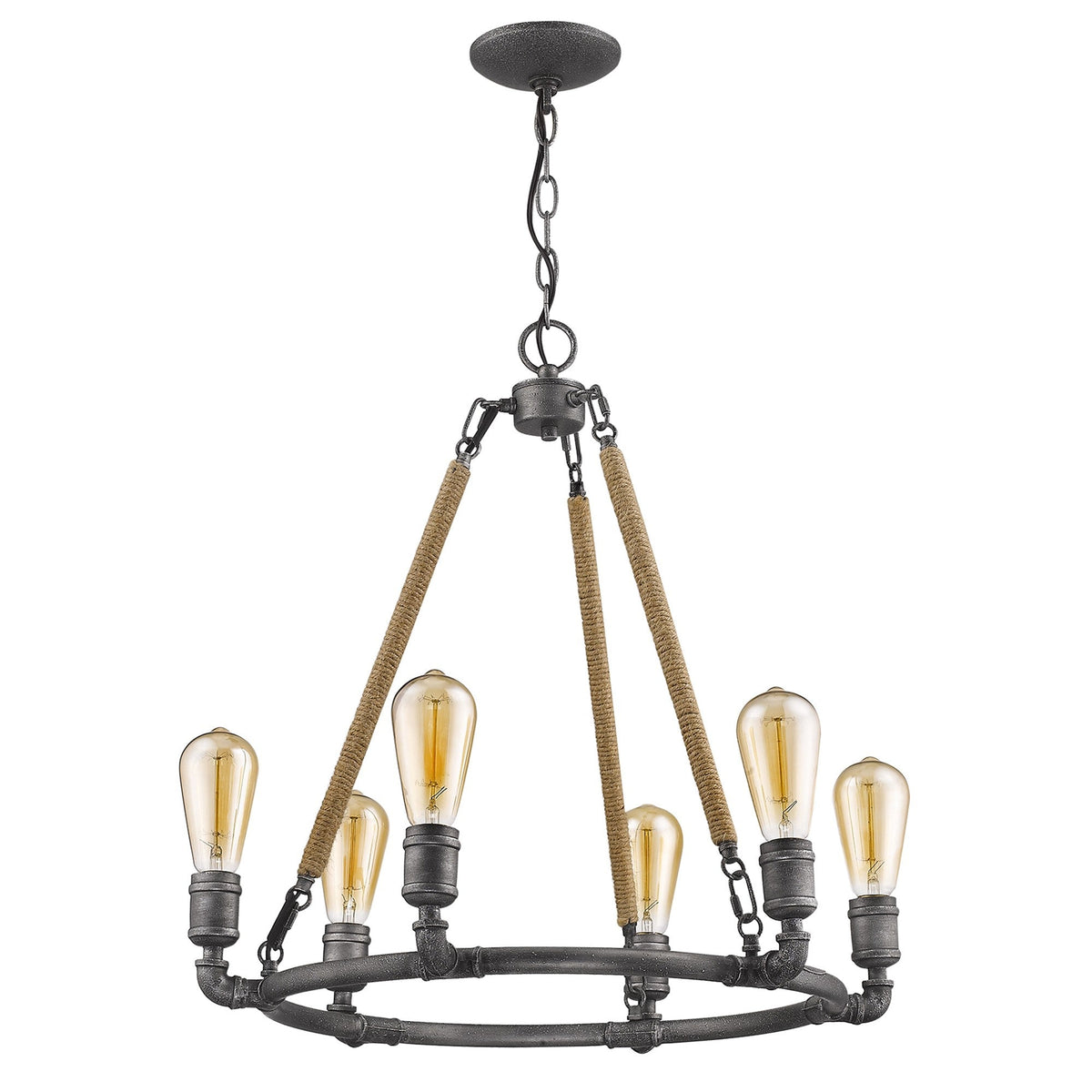 Rouelle 6-Light Wagon Wheel Chandelier, Brown & Black