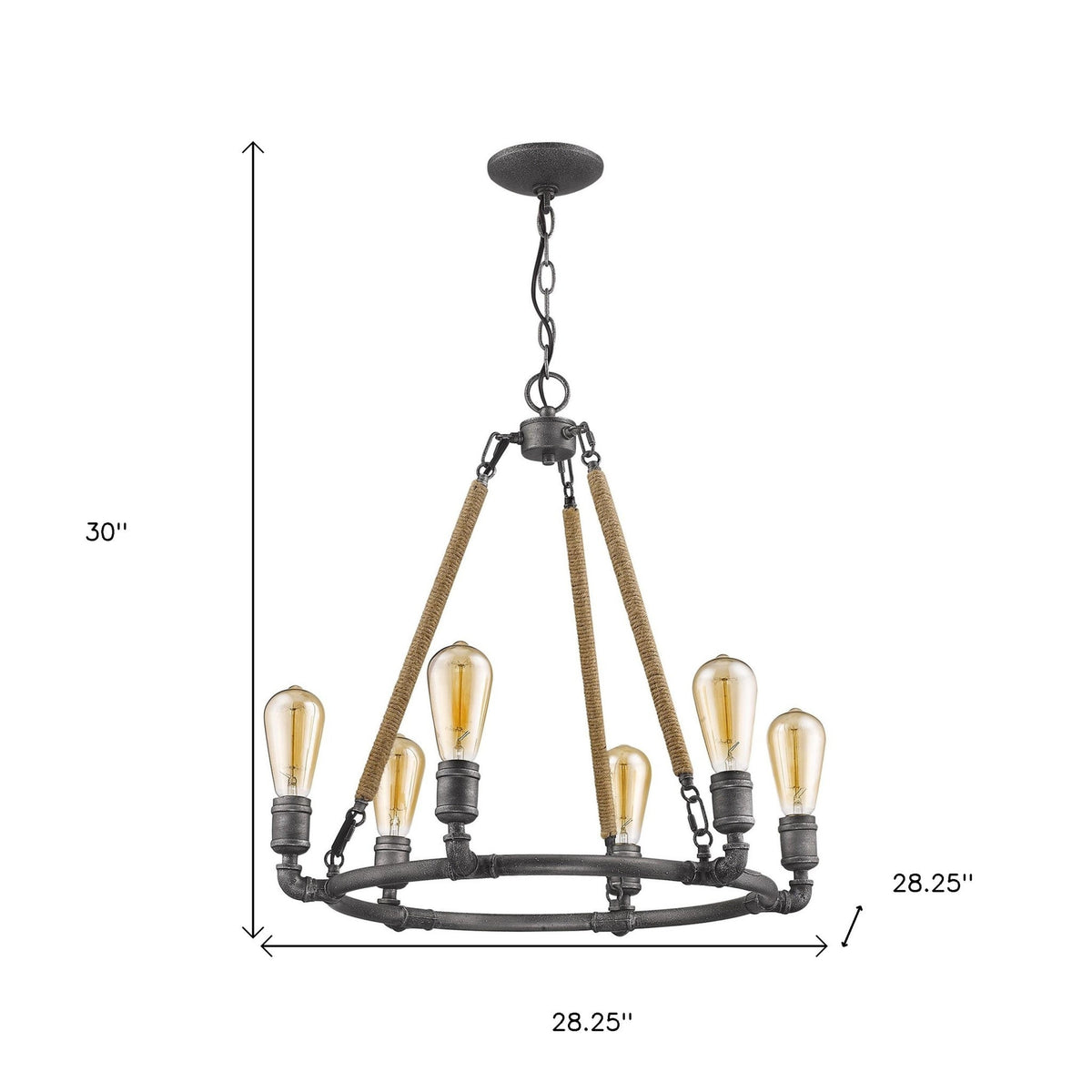 Rouelle 6-Light Wagon Wheel Chandelier, Brown & Black
