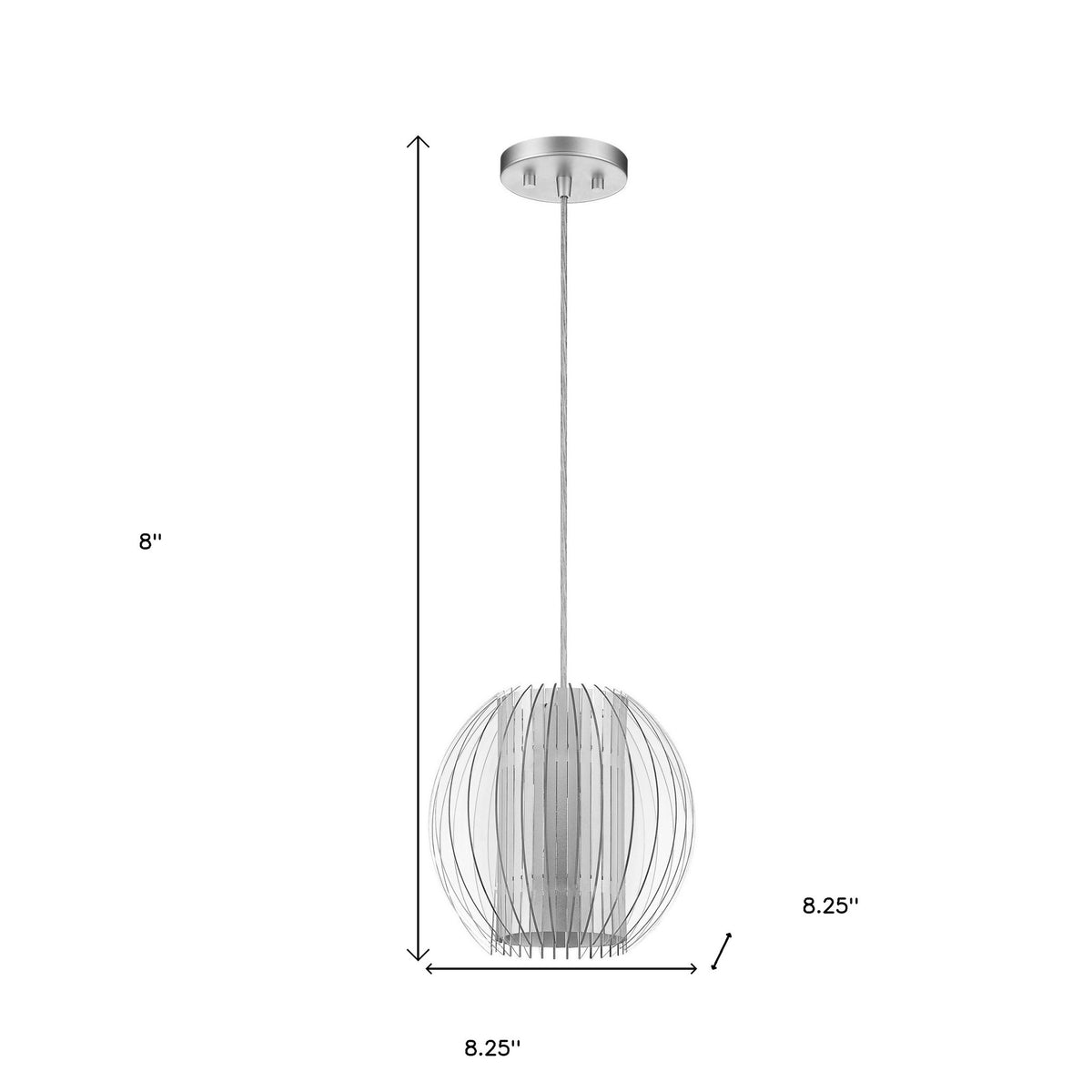 Acrylic and Steel Shade Hanging Globe Light
