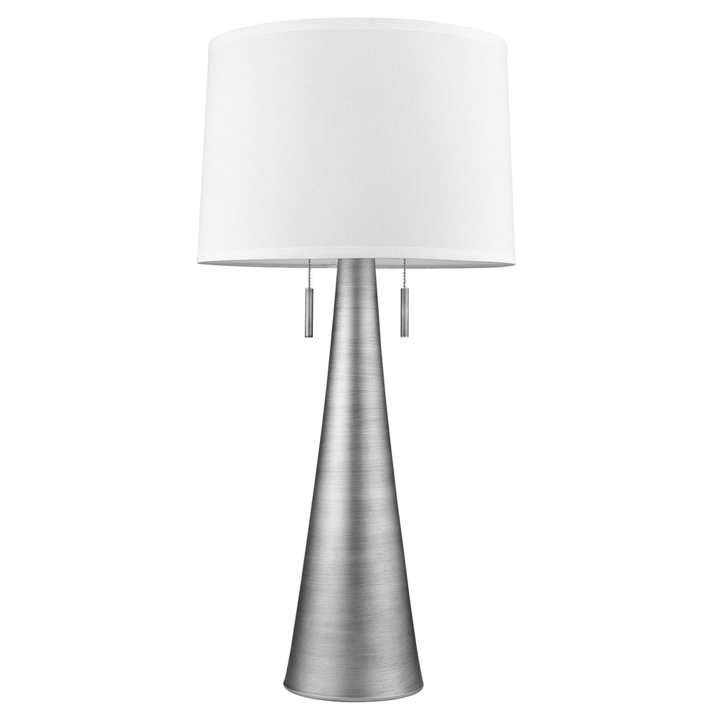 Empire 34" 2-Light Silver Table Lamp, White Empire Shade