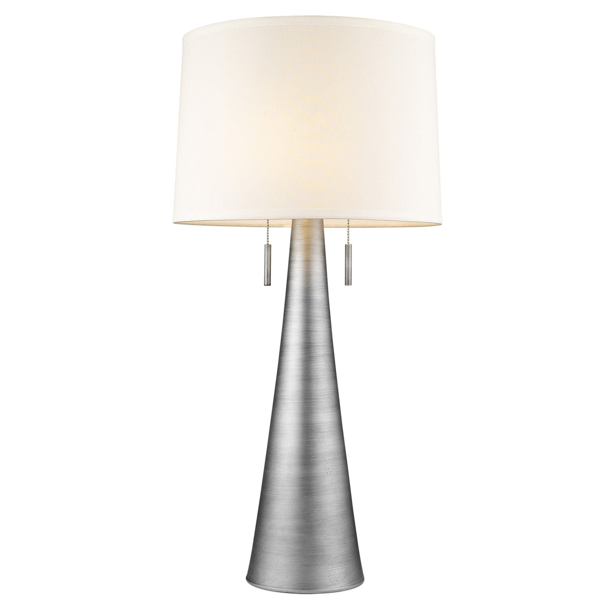 Empire 34" 2-Light Silver Table Lamp, White Empire Shade